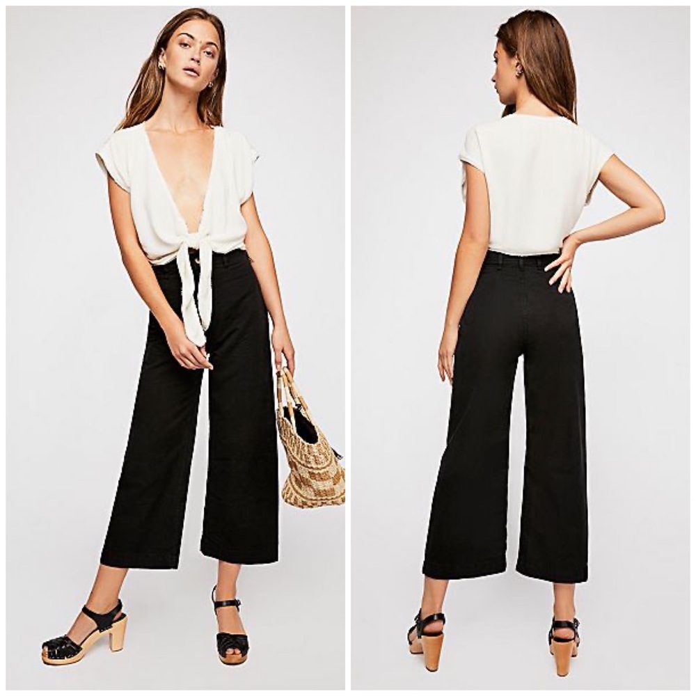 Free People Patti Pant Black S Cropped Flare New